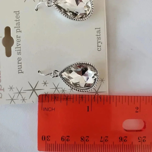 Pure Silver Plated Cristal Drop Earrings Sparkle Allure Tear Drop Style - Picture 7 of 7